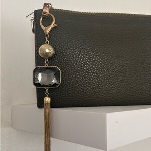 Bag Charm - Smoky Amber & Gold Tassel